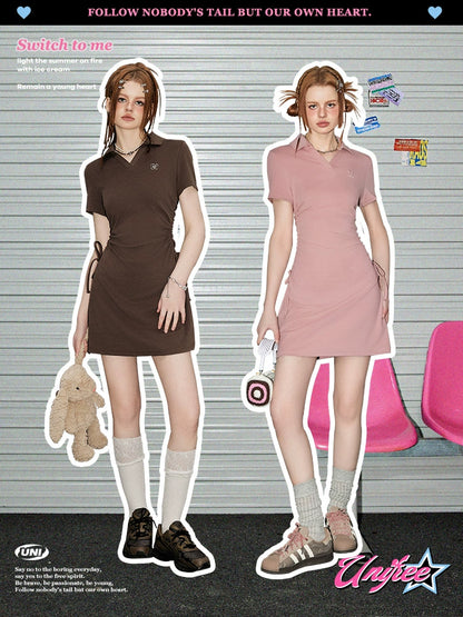 Polo Neck Short Sleeve Dress NA3383