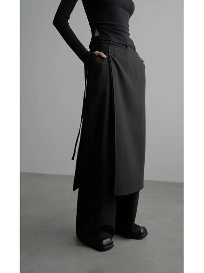 Wide-Leg Straight Pants & Wrap Skirt Set NA4173