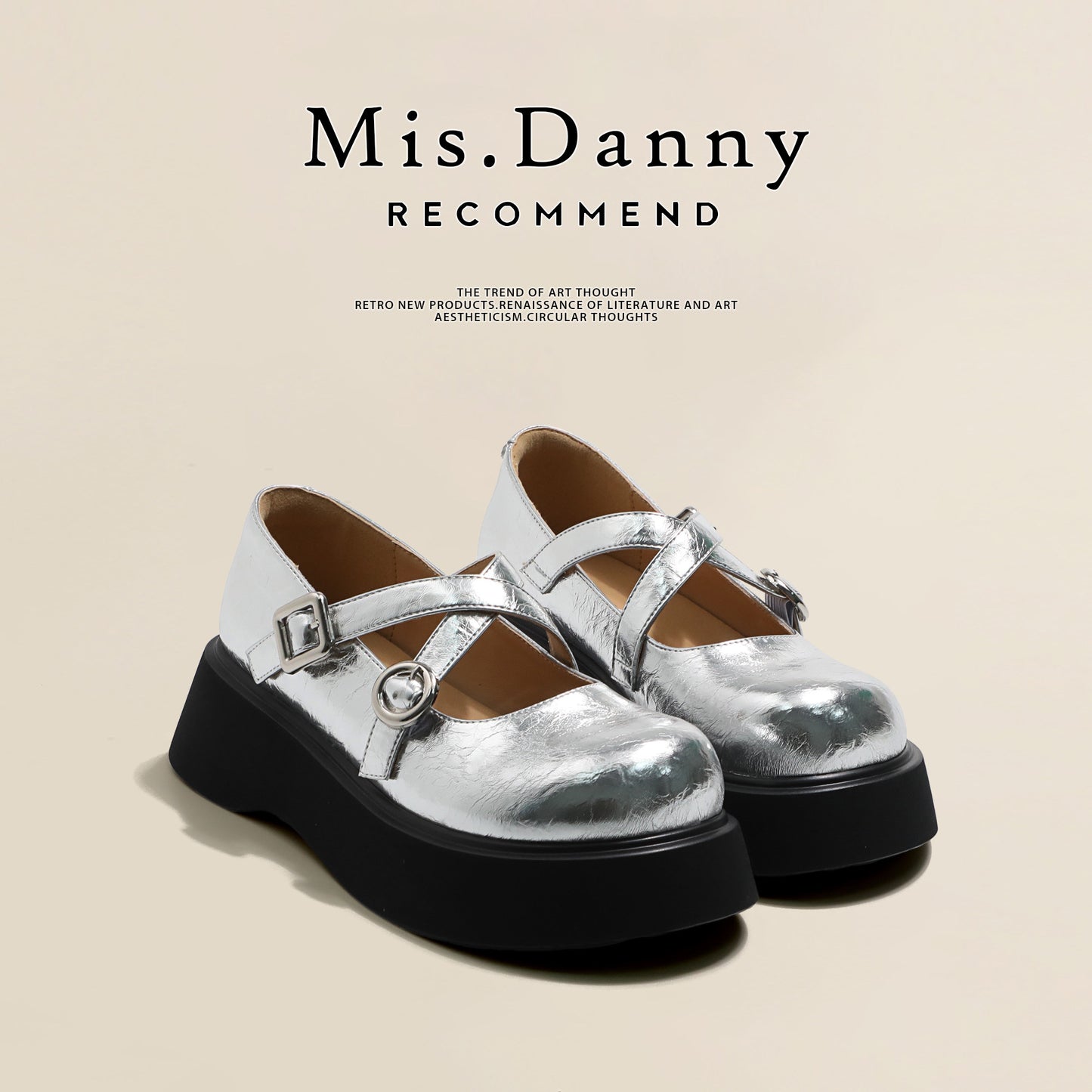 Platform Round Toe Shallow Mary Janes Leather Shoes NA8716