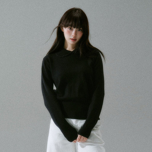 Handmade Crochet Crew Neck Slimming Polo Knit Sweater NA8785