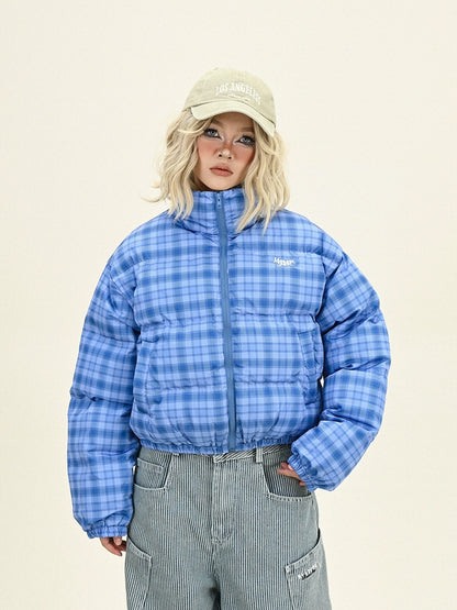 Dopamine Plaid Stand Neck Oversize Puffer Jacket NA6321