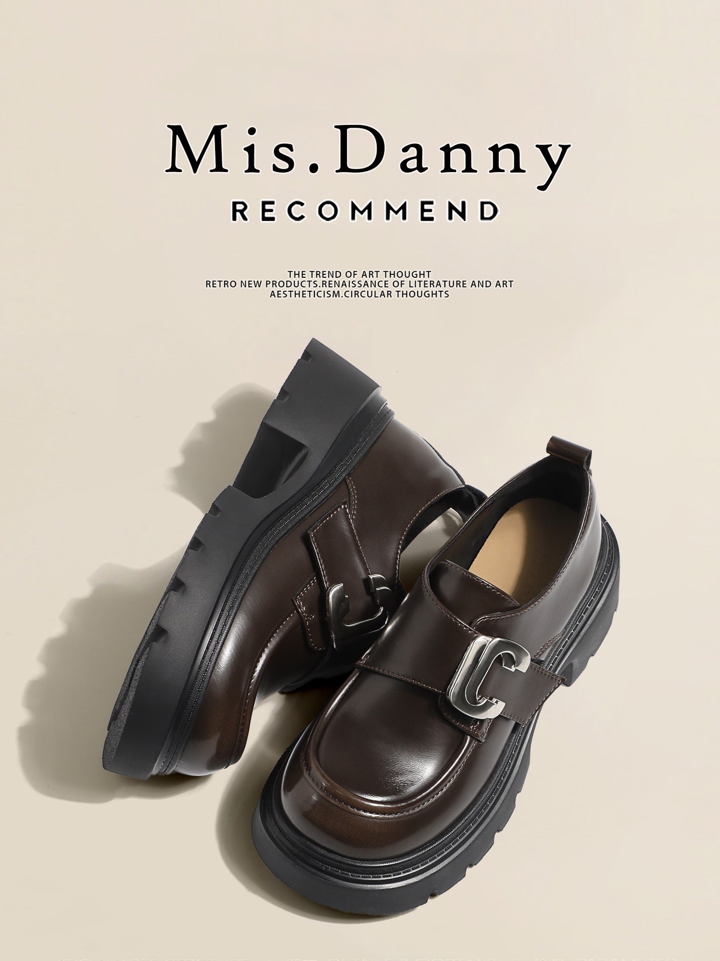 Metal Buckle Platform Thick Sole Loafers NA8736