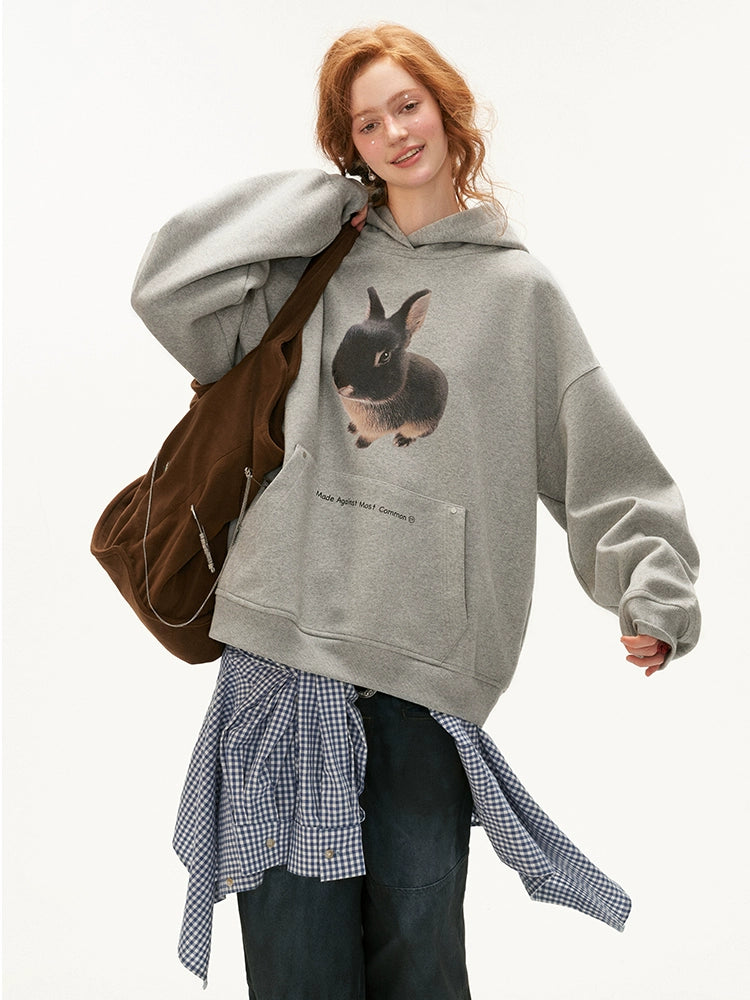 Rabbit Print Loose Hoodie NA5763