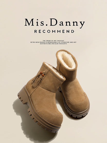 Fake Fur Lined Tassel Detail Ankle Boots NA8647