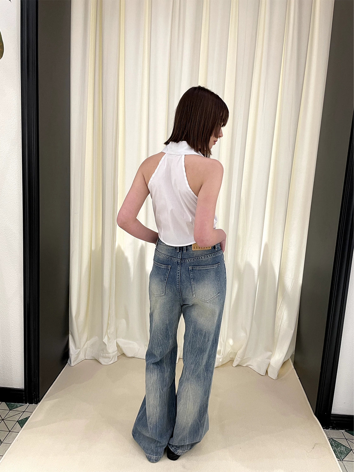 Washed Micro Flare Denim Jeans NA5977