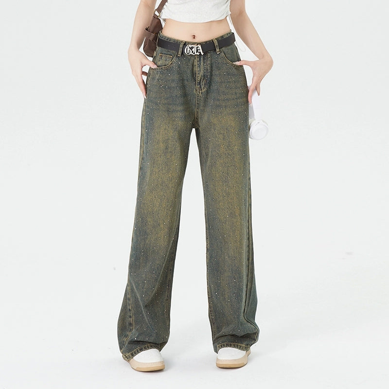 Wide-Leg Straight Denim Jeans NA3411