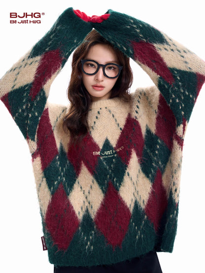 Oversize Round Neck Christmas Knit Sweater NA6100