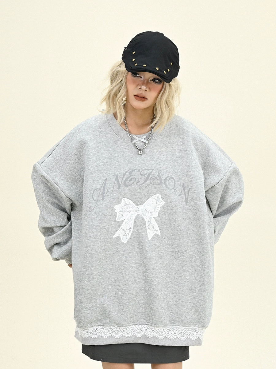 Oversize Lace Design Sweatshirt NA6274