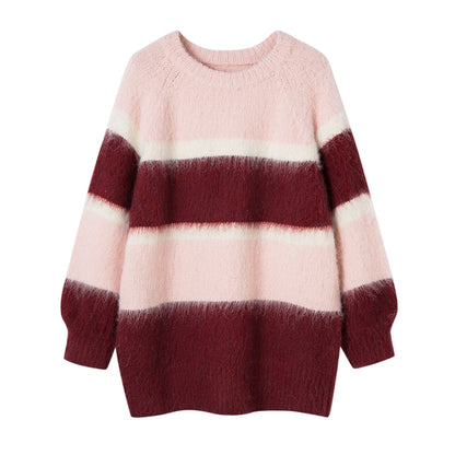 Round Neck Oversize Furry Knit Sweater NA5331