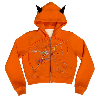 Cracked Print Zipper Hoodie NA6628