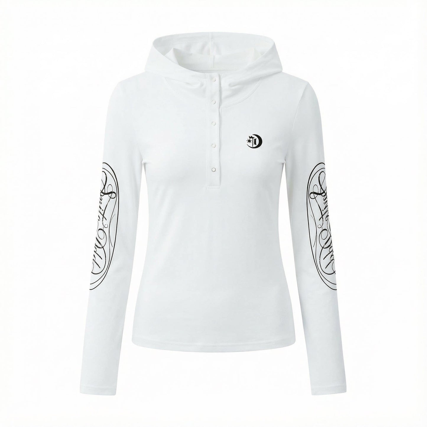 Hooded Button Print Long Sleeve T-Shirt NA8932