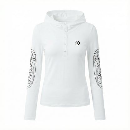 Hooded Button Print Long Sleeve T-Shirt NA8932