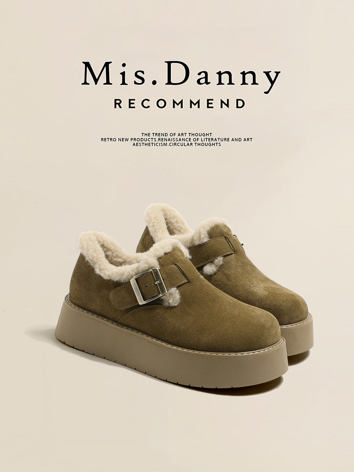 Metal Buckle Platform Thick Sole Slip-On Shoes NA8741