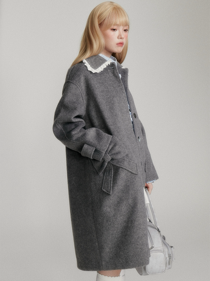 Lace Collar and Ribbon-Detail Coat NA8821