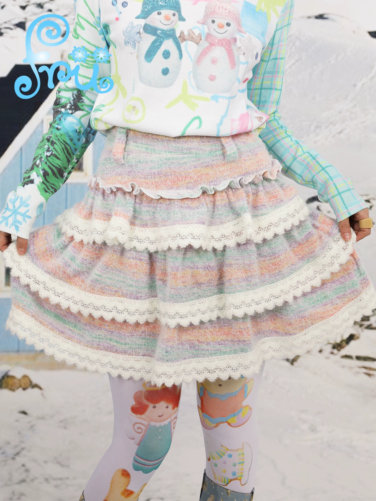 Colorful Tiered Short Skirt NA6584