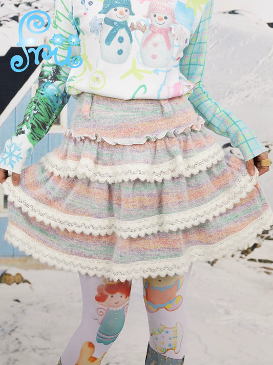 Colorful Tiered Short Skirt NA6584