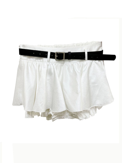 Belt Decoration Ruffle Edge Micro Mini Skirt NA5145