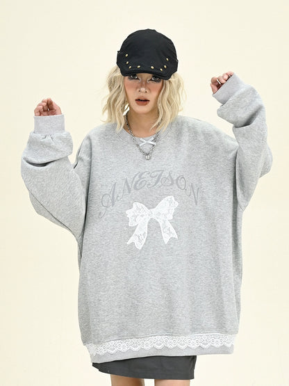 Oversize Lace Design Sweatshirt NA6274