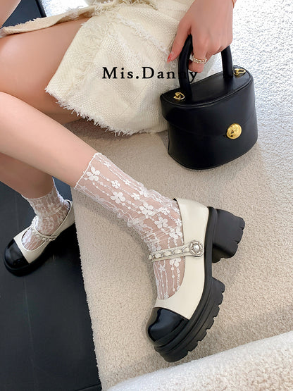 Rhinestone Strap Metallic Mary Jane Flats NA8642