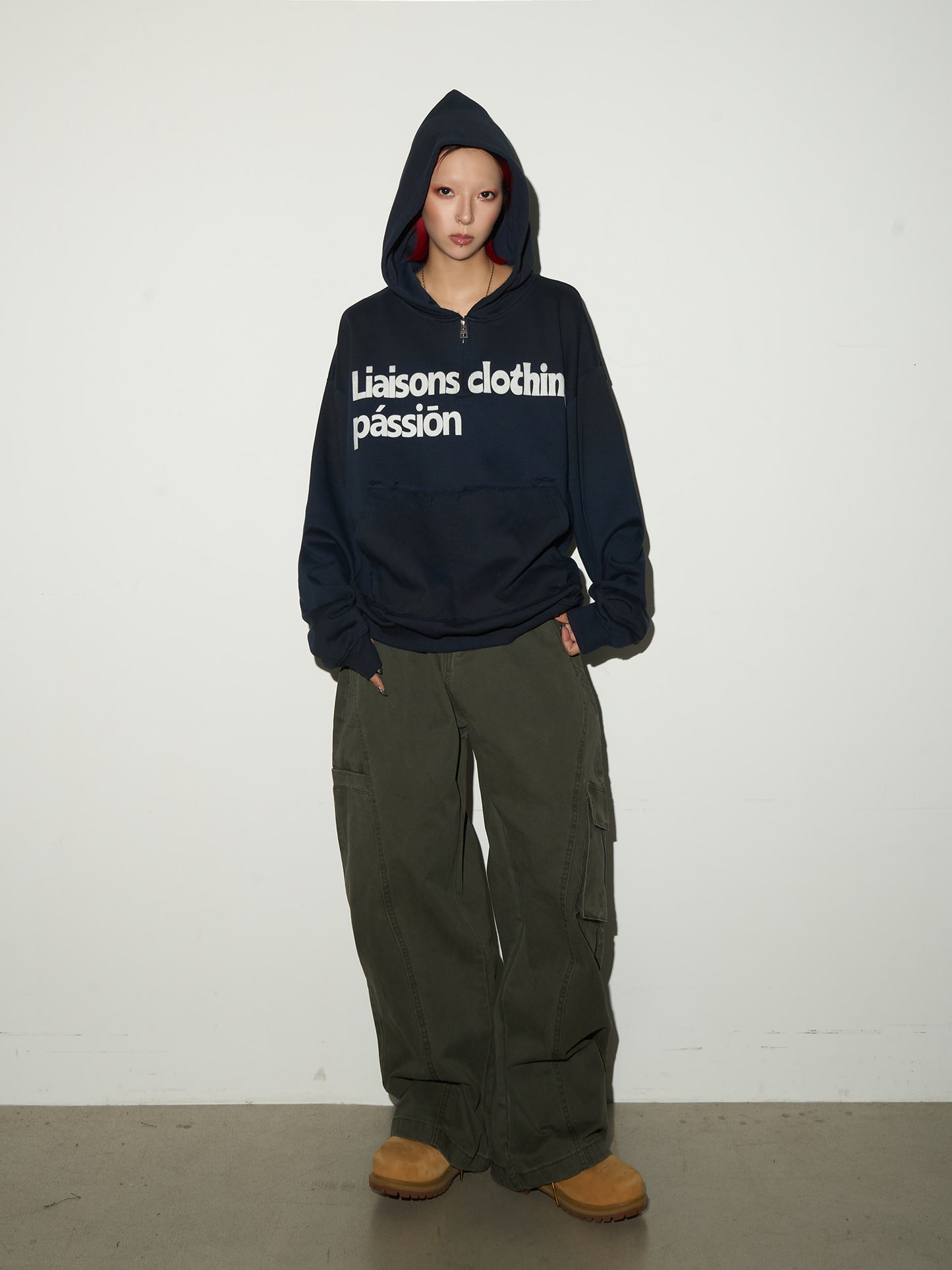 Irregular Dye Letter Print Oversize Hoodie NA9074
