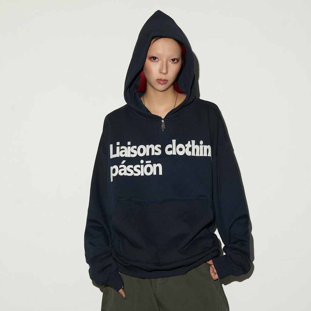 Irregular Dye Letter Print Oversize Hoodie NA9074