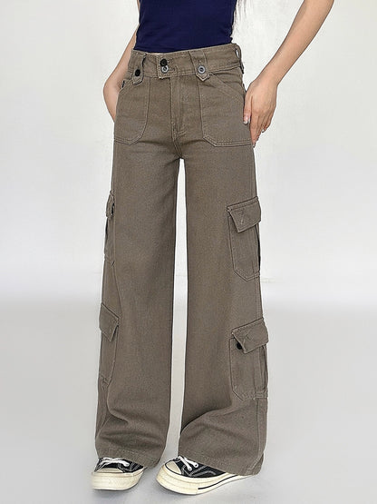 Wide-Leg Straight Cargo Pants NA4578