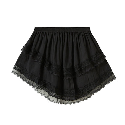 Irregular Lace Short Double Skirt NA5400