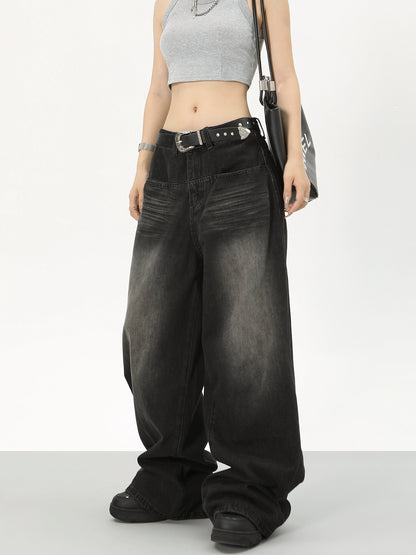 Water Washed Wide Leg Denim Jeans NA2903