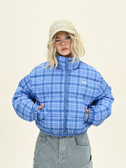 Dopamine Plaid Stand Neck Oversize Puffer Jacket NA6321