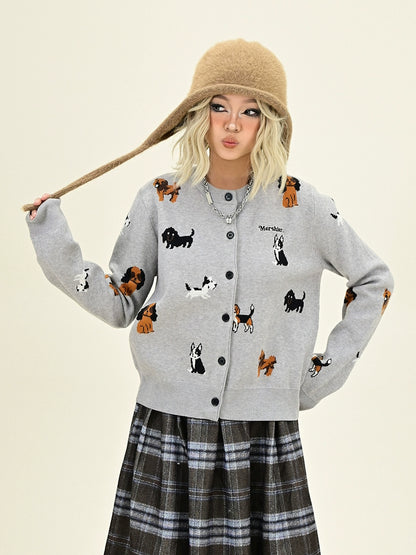 Dog Design Short Knit Cardigan NA6421