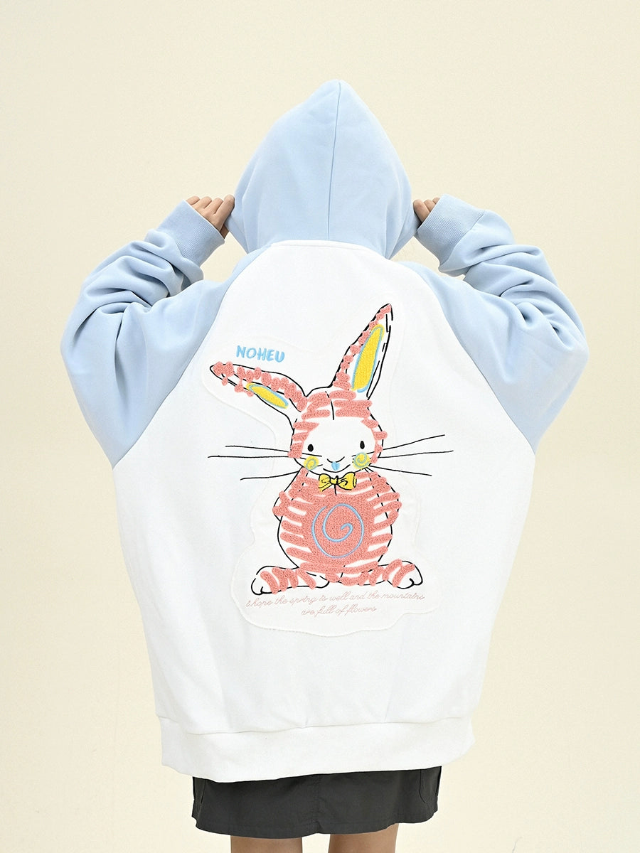 Oversize Rabbit Fleece Zipper Hoodie NA6297