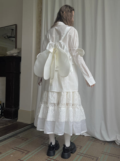 Detachable Wings Cross Ruffle Long Sleeve Shirt NA8258