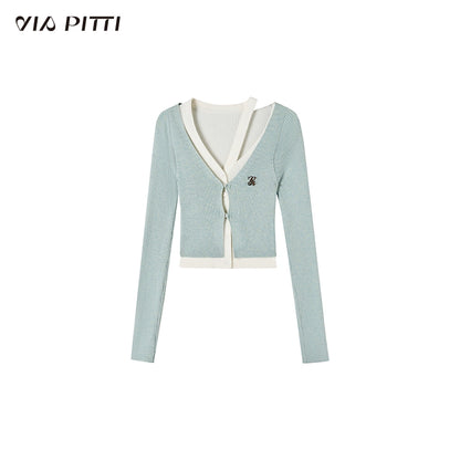 Fake Layered Long Sleeve Knit Cardigan NA5120