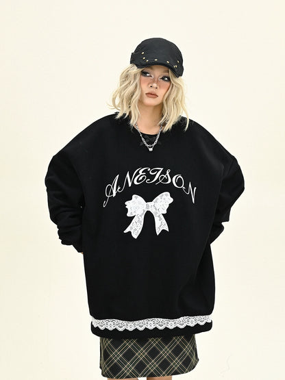 Oversize Lace Design Sweatshirt NA6274