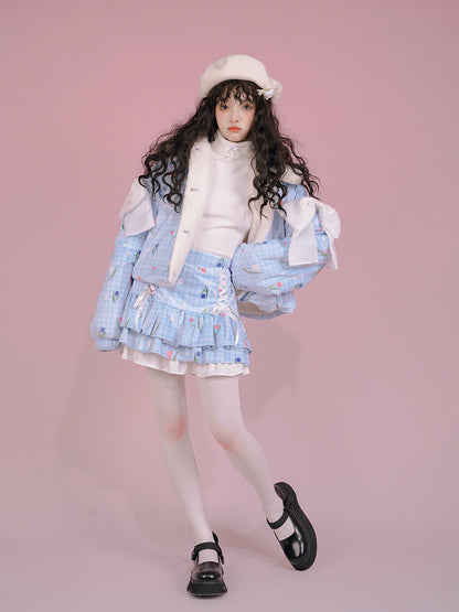 Flower Print Bow Skirt NA8271-K