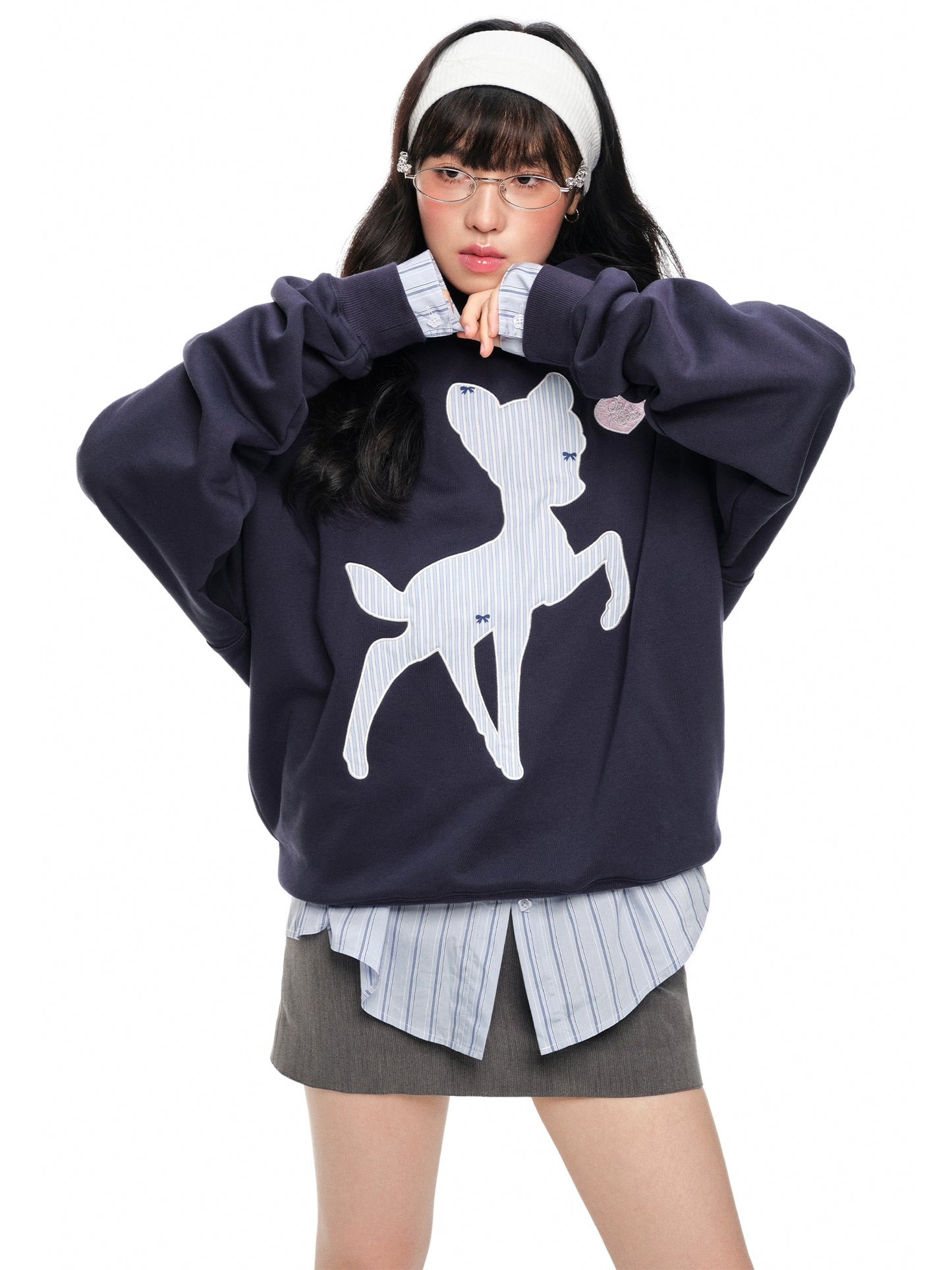 Deer Print Sweat Hoodie NA6058