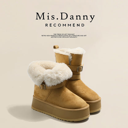 Fake Fur Lined Buckled Ankle Boots NA8656