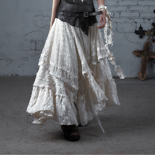 Asymmetric Lace Layered Belt Detail Skirt NA9003