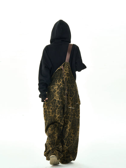 Leopard Pattern Wide Leg Overalls NA2929