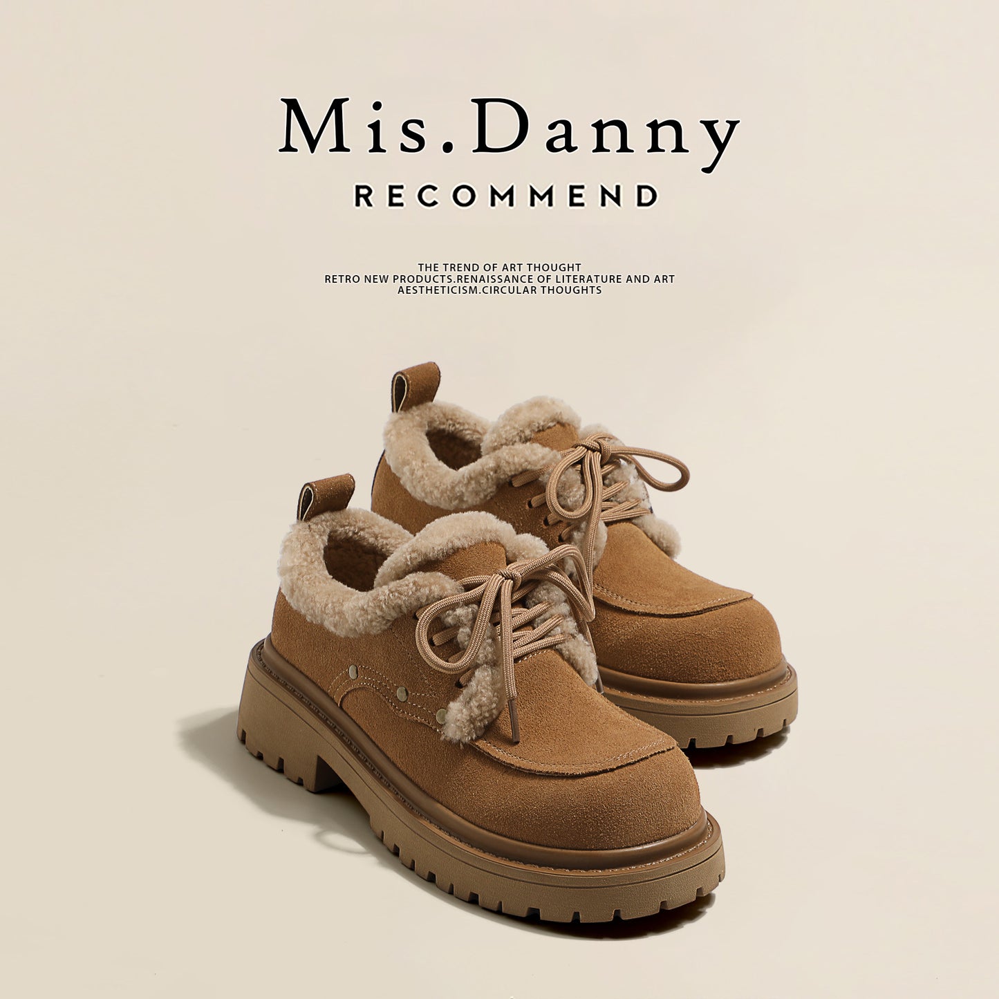 Fake Fur Lined Lace-Up Platform Shoes NA8671