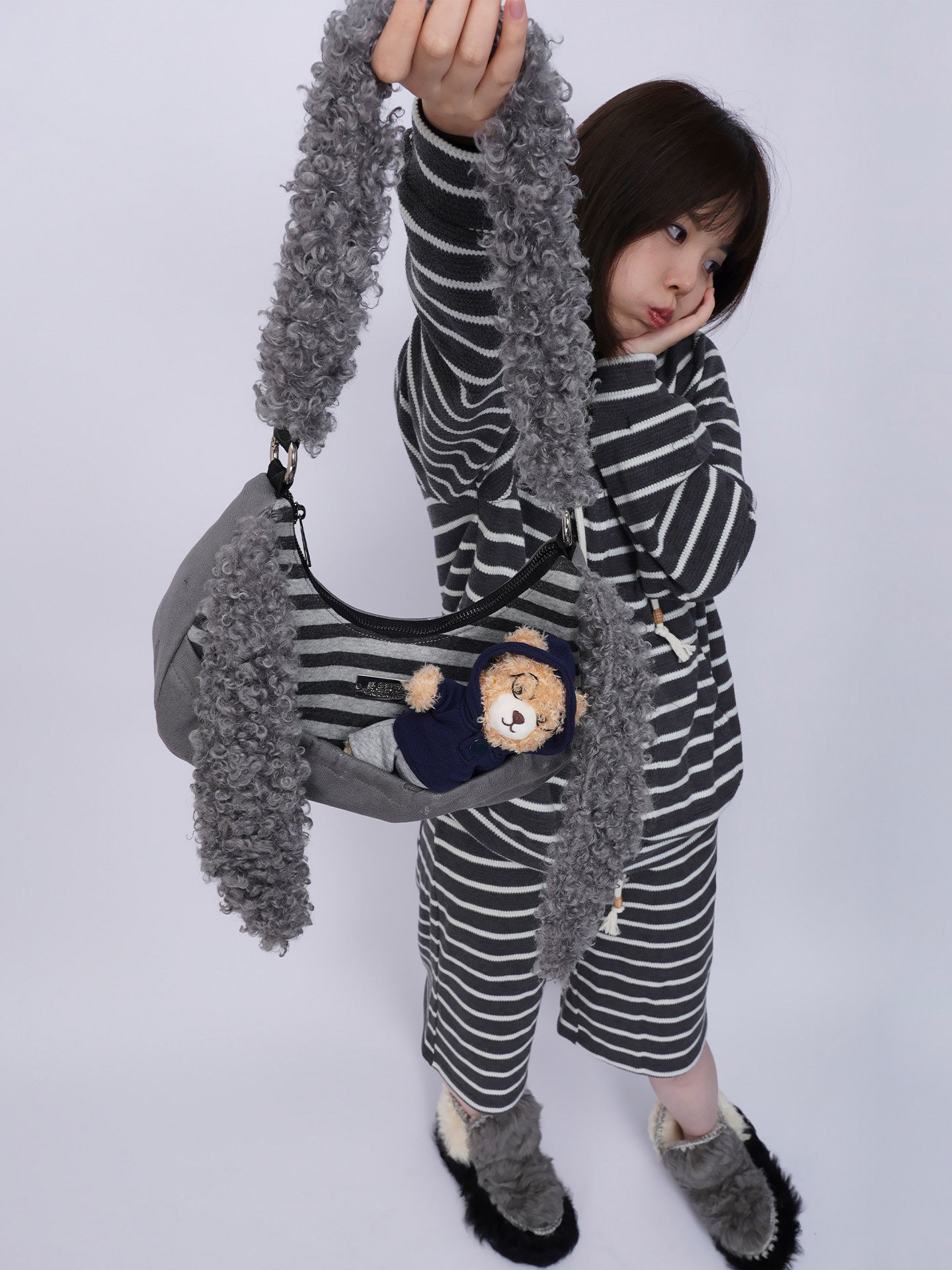 Furry Strap Mini Shoulder Bag NA8441