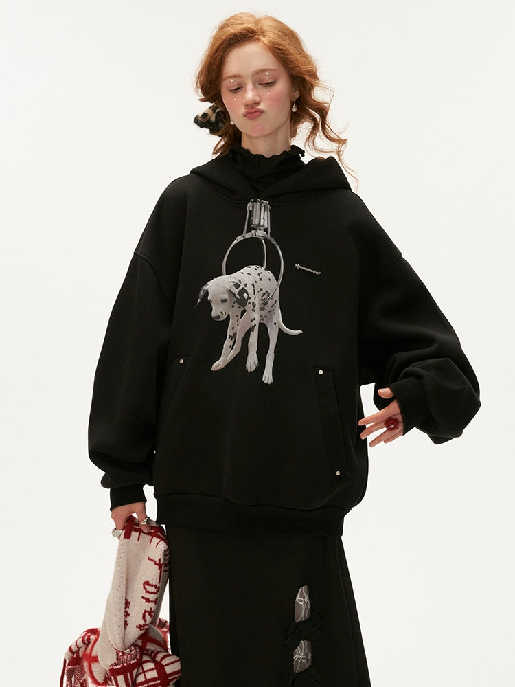 Dog Print Oversize Hoodie NA5712