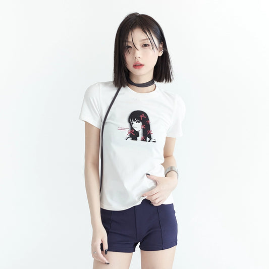 Girl Print Slim Fit Sleeve T-Shirt NA2739