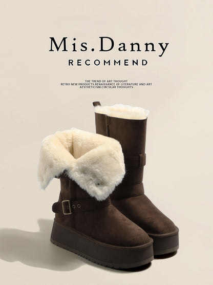 Fur Trim Platform Mid-Calf Boots NA8747