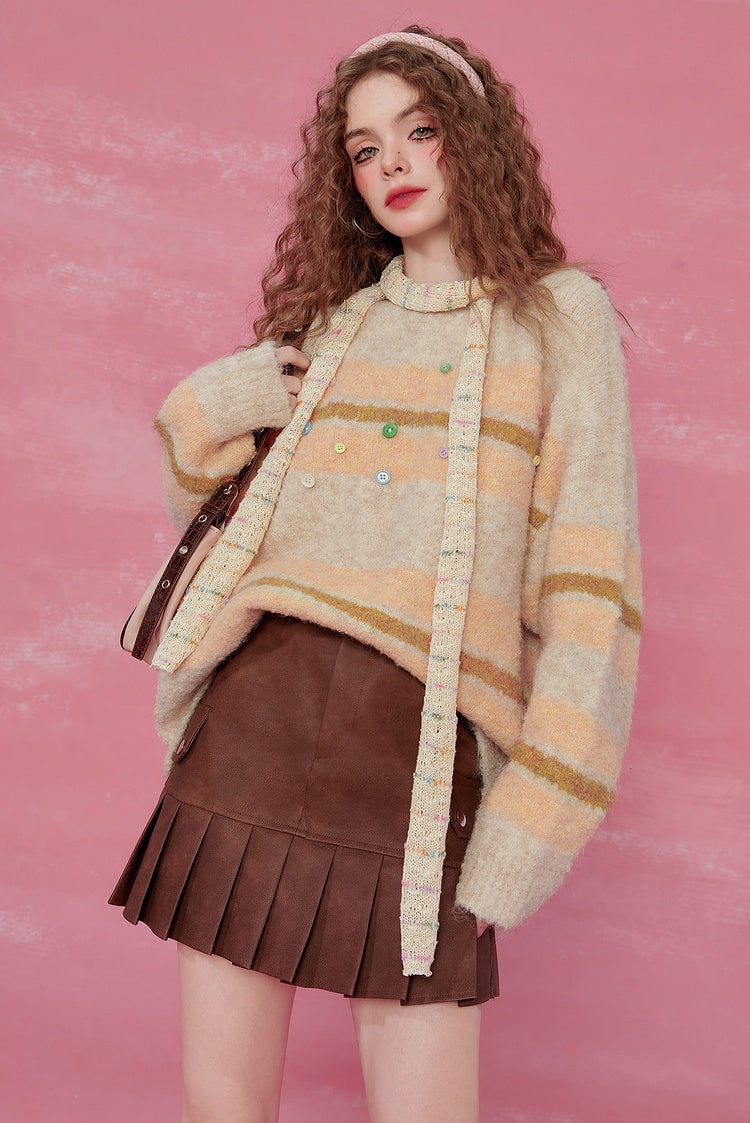 Rainbow Stripe Jacquard Oversize Knit Sweater NA6824