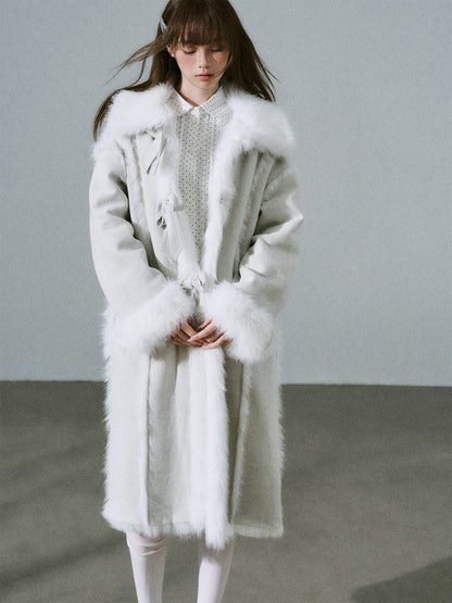 Bow Detail Fake Fur Trimmed Coat NA8825