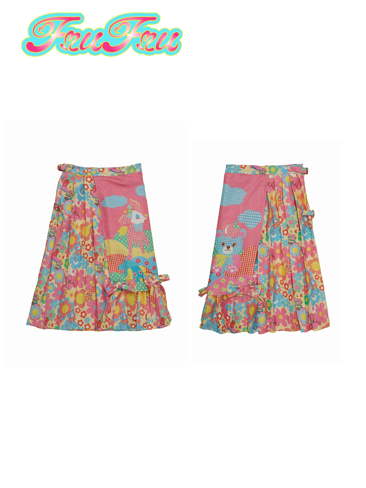 Animal Flower Print Pleated Skirt NA6563