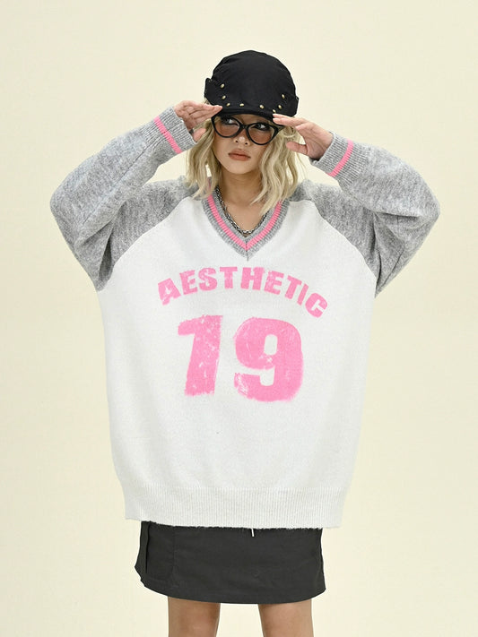 Oversize V-neck Knit Sweater NA6269