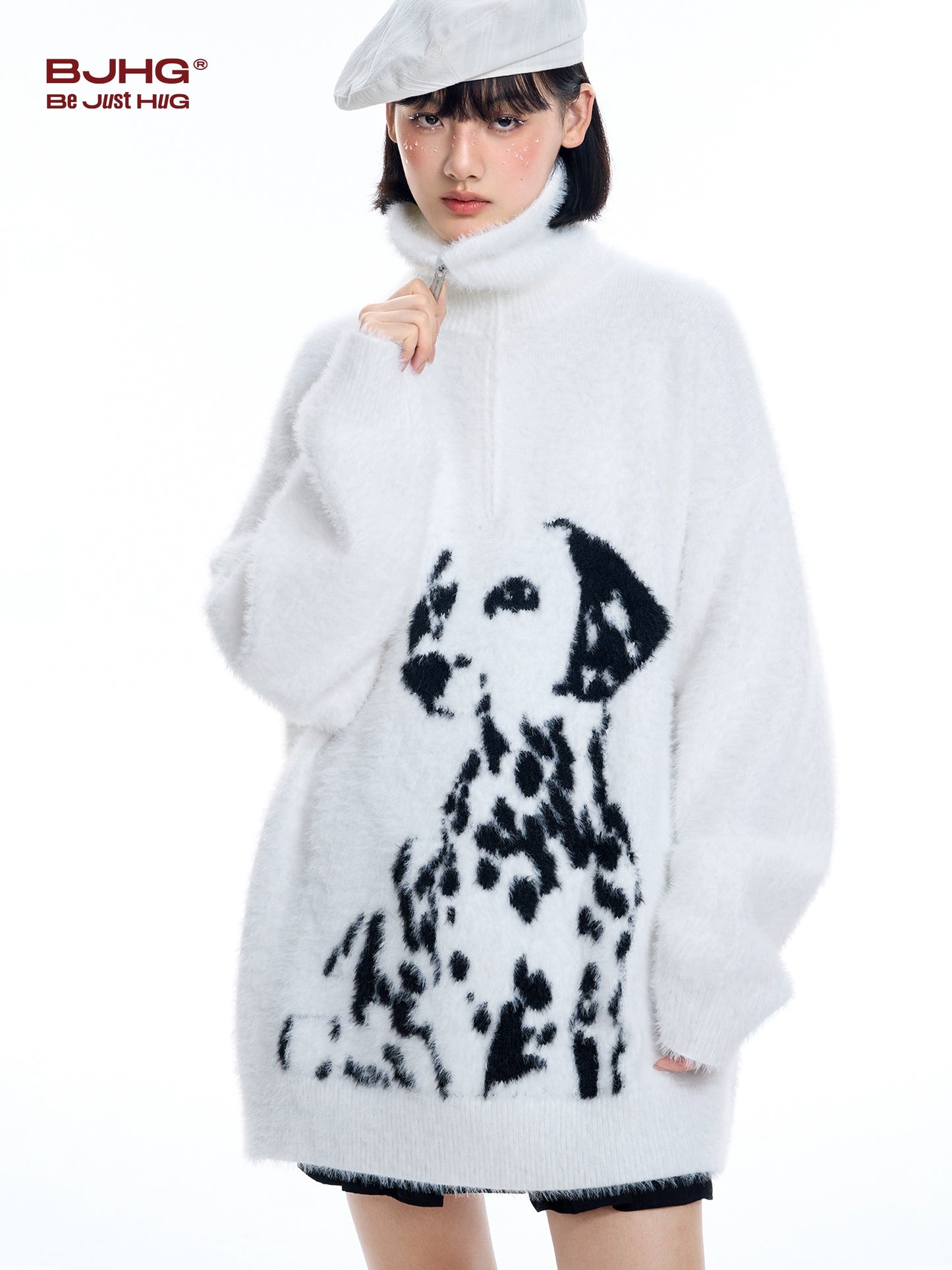 High Neck Fake Fur Knit Sweater NA6115