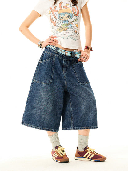 Wide-Leg Denim Shorts NA9392